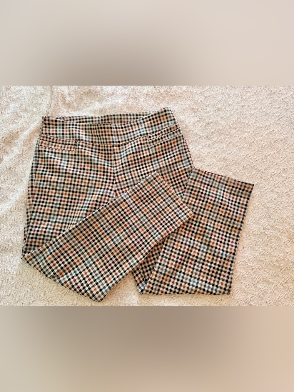 Croft & Barrow Checked Cotton Blend Women’s Pants - Tan, Navy & Cream